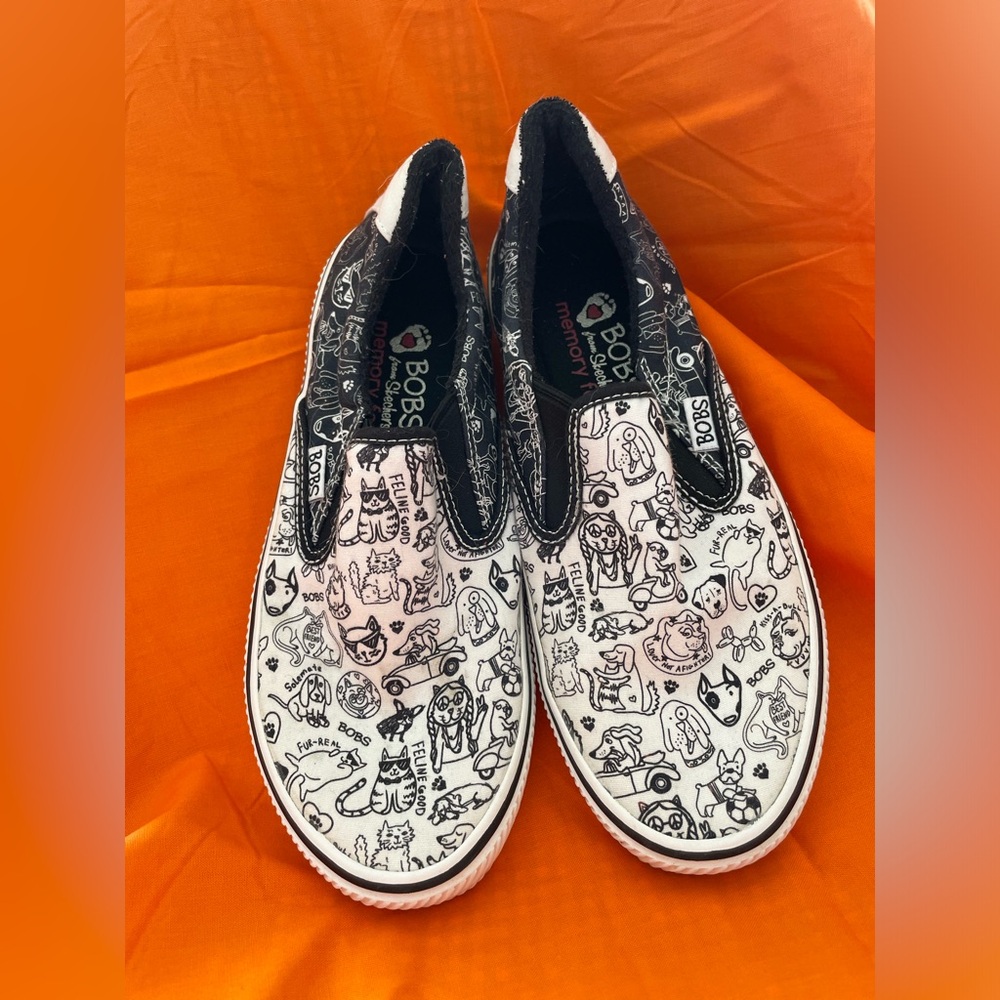 Bobs by Skechers slip onto and cat themed shoes